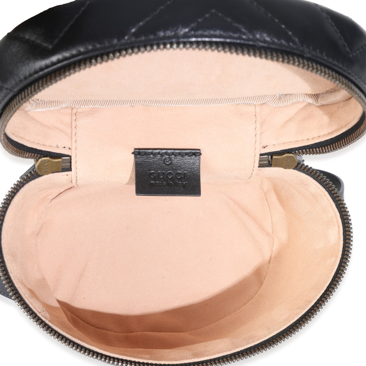 Black Calfskin Matelasse Mini GG Marmont Round Backpack