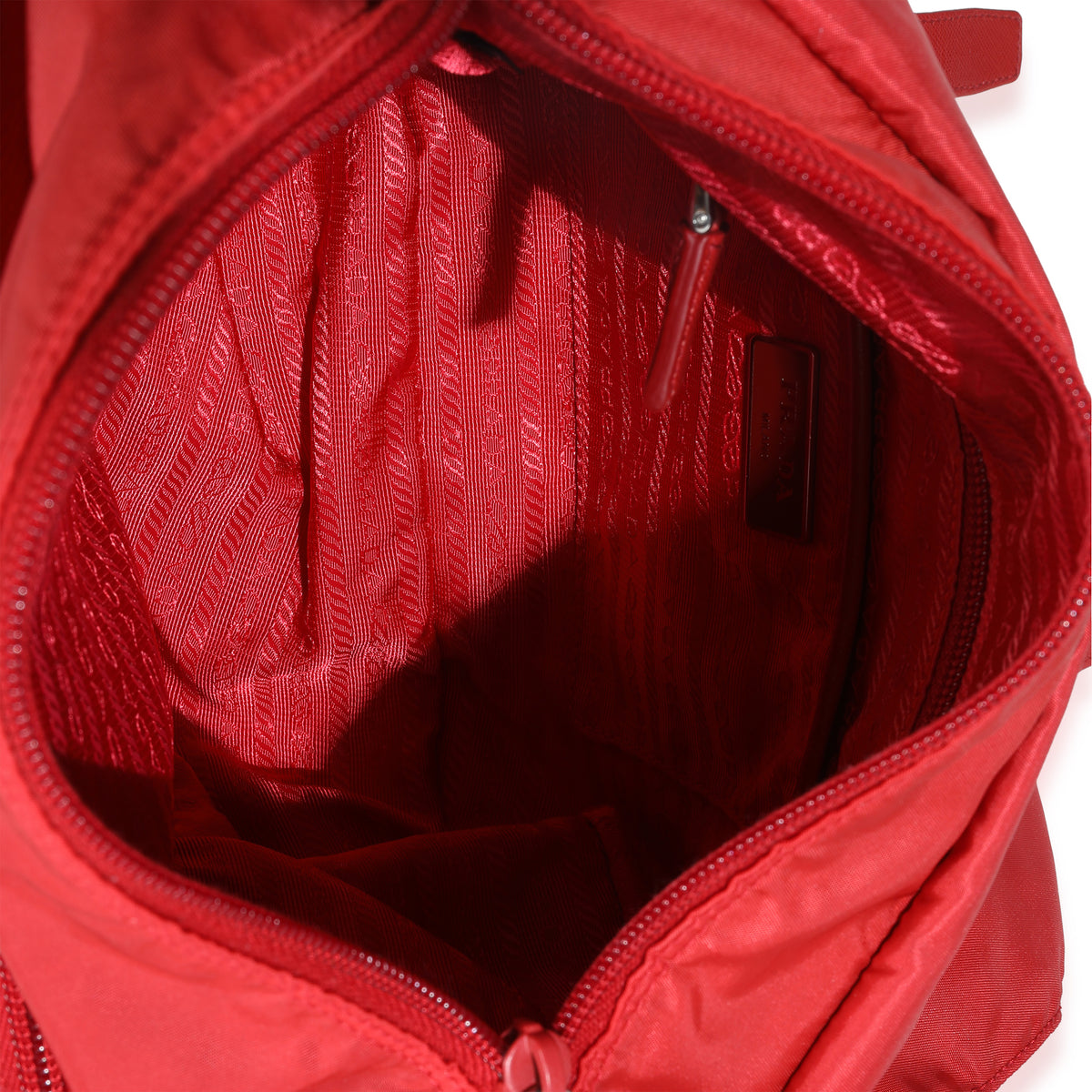 Red Tessuto Nylon Saffiano Small Buckle Messenger Bag