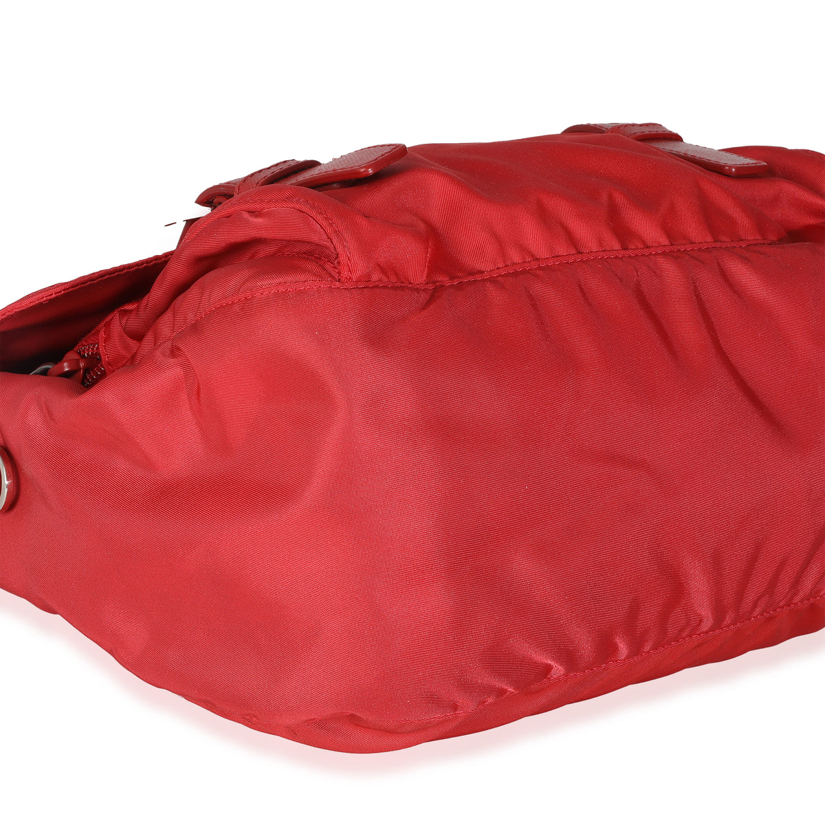 Red Tessuto Nylon Saffiano Small Buckle Messenger Bag