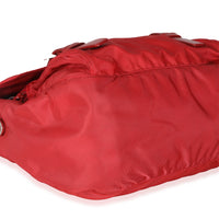 Red Tessuto Nylon Saffiano Small Buckle Messenger Bag