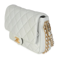 Chanel Light Blue Quilted Lambskin CC You Mini Flap Bag Handbag sv