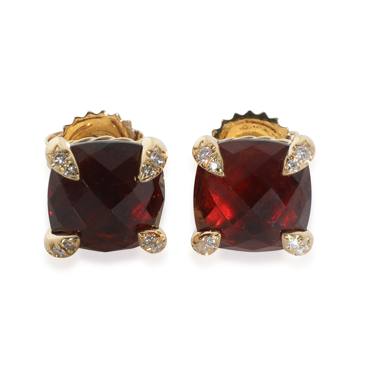 Yellow Gold Garnet and Diamond Chatelaine Earrings