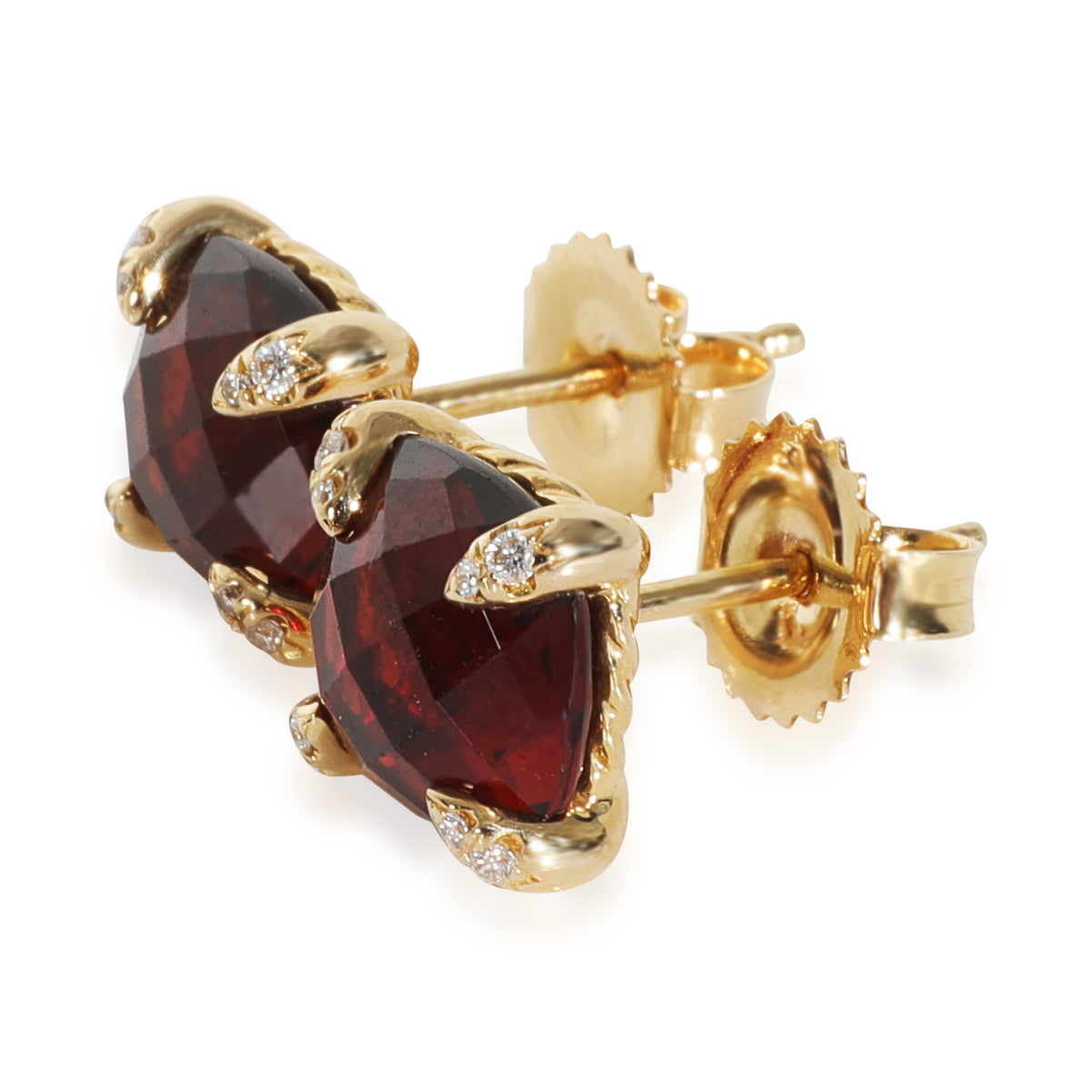 Yellow Gold Garnet and Diamond Chatelaine Earrings