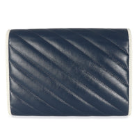 Navy Calfskin Matelasse Diagonal Torchon GG Marmont Chain Wallet