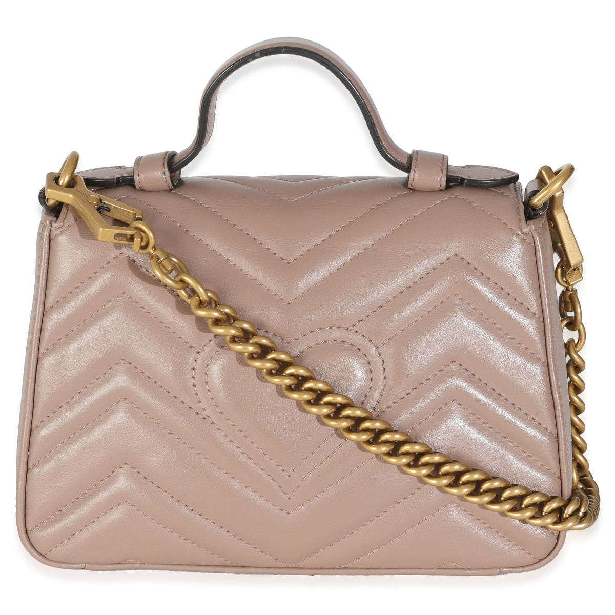 Porcelain Rose Calfskin Matelasse Mini GG Marmont Top Handle Bag