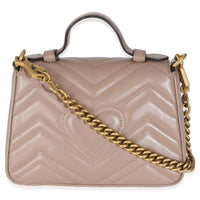 Porcelain Rose Calfskin Matelasse Mini GG Marmont Top Handle Bag