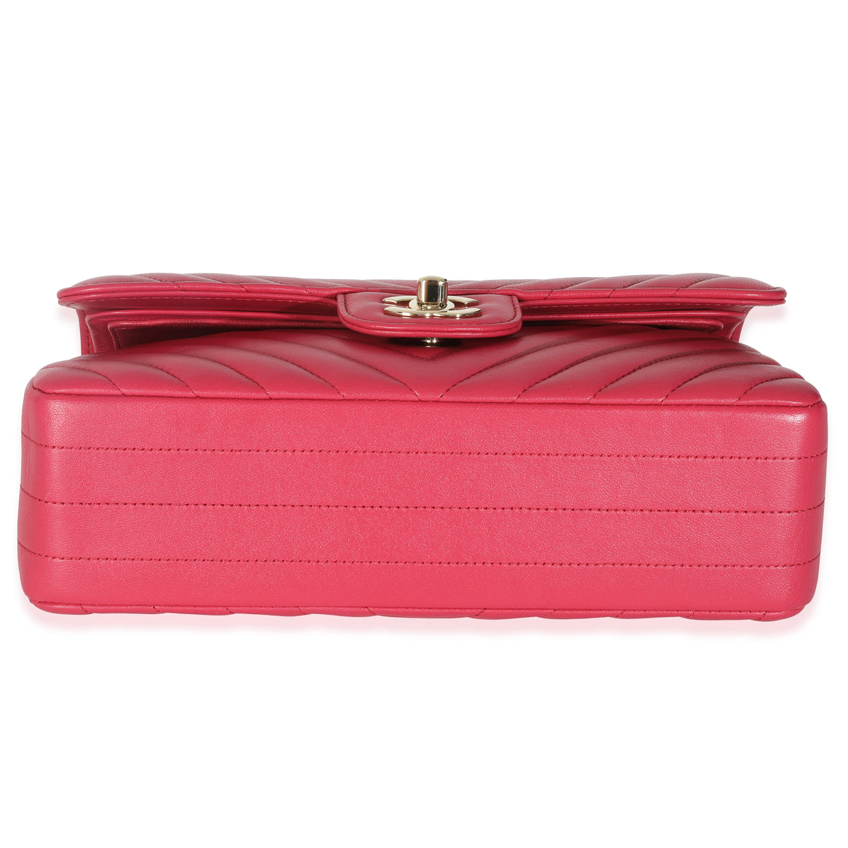Dark Pink Chevron Lambskin Small Classic Double Flap Bag