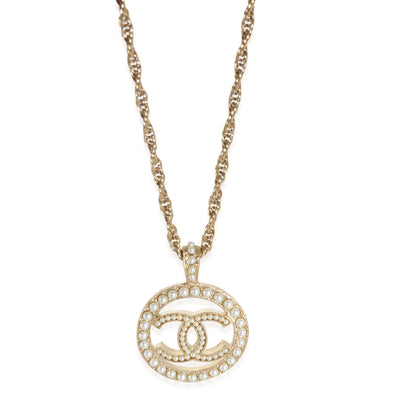 Gold-Plated  2022 Faux Pearl CC Pendant