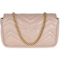 Porcelain Rose Calfskin Matelasse Super Mini GG Marmont Bag