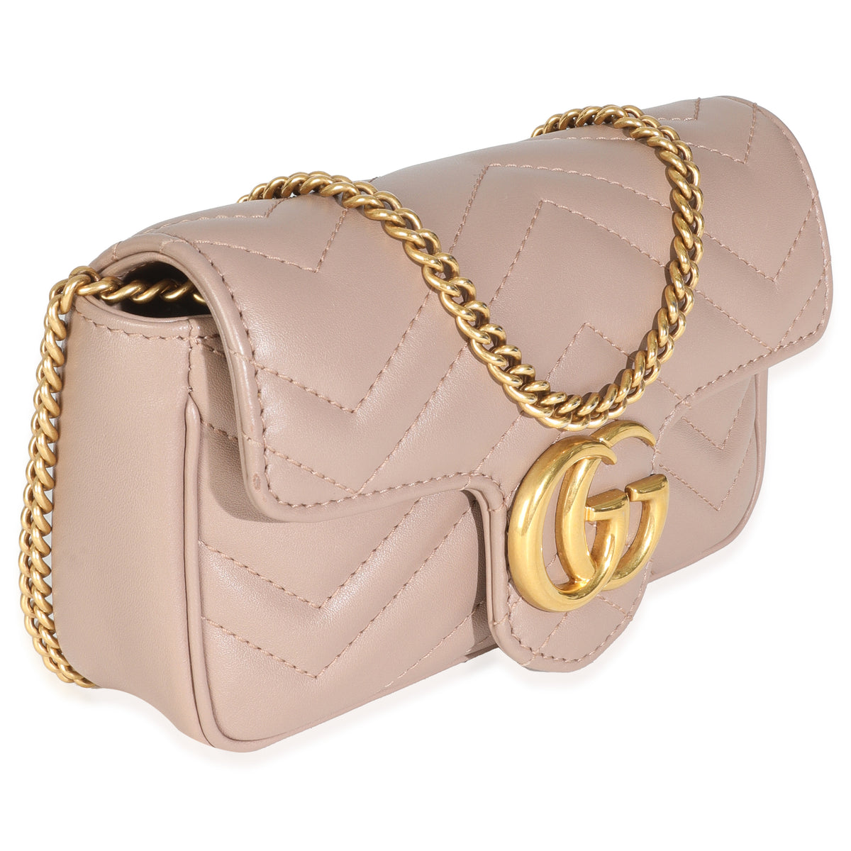 Porcelain Rose Calfskin Matelasse Super Mini GG Marmont Bag