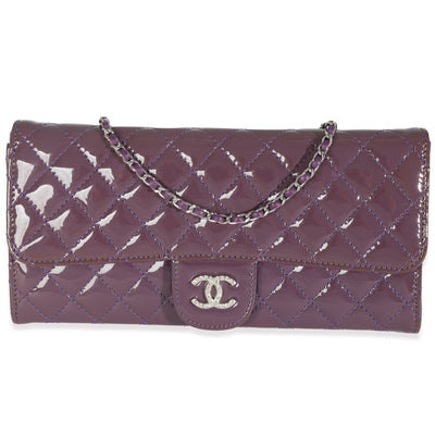 Purple Quilted Patent Brilliant East West Clutch