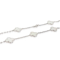 White Gold Mother Of Pearl Vintage Alhambra Necklace