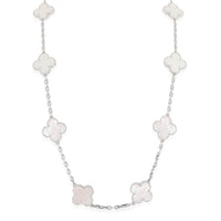 White Gold Mother Of Pearl Vintage Alhambra Necklace