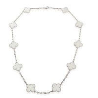 White Gold Mother Of Pearl Vintage Alhambra Necklace