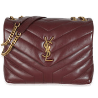 Burgandy Calfskin Y Quilted Monogram Small Loulou Chain Satchel