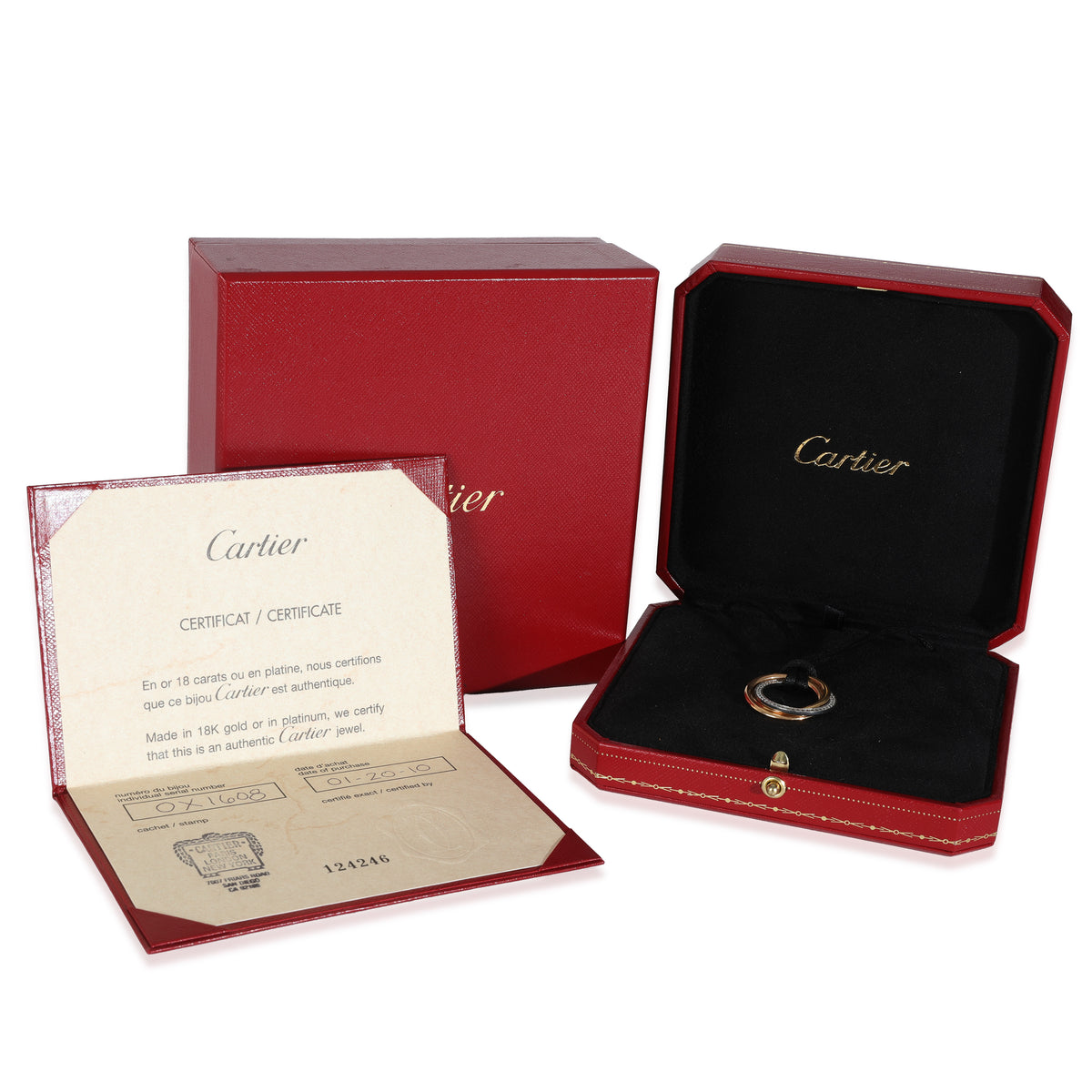 Cartier 3 Tone Gold Diamond Medium Model Trinity Necklace av