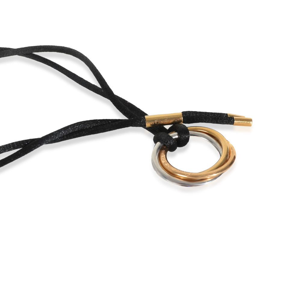 Cartier 3 Tone Gold Diamond Medium Model Trinity Necklace clasp