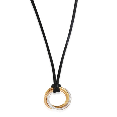 Cartier 3 Tone Gold Diamond Medium Model Trinity Necklace fv