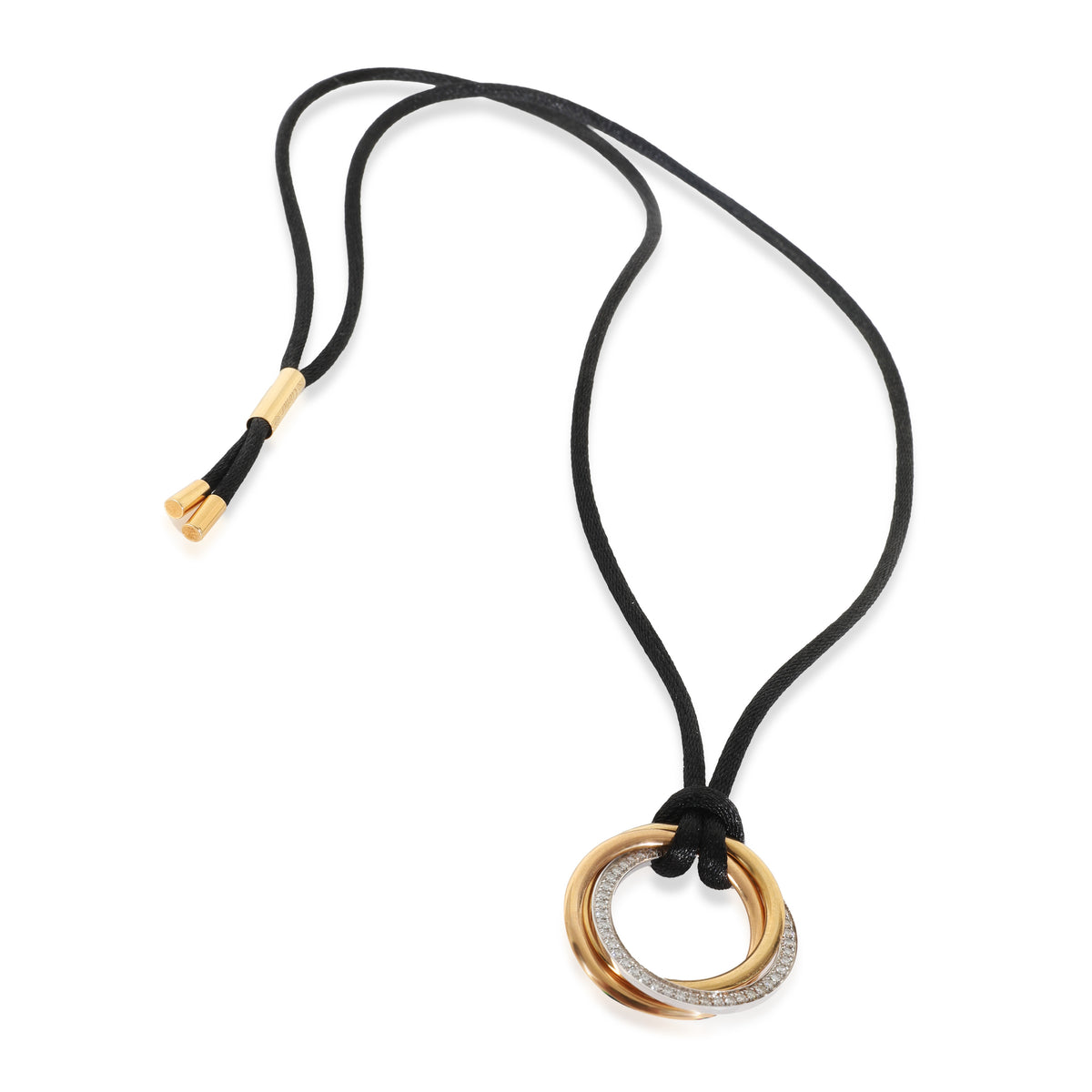 Cartier 3 Tone Gold Diamond Medium Model Trinity Necklace pv