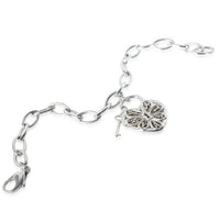 Sterling Silver  Filigree Heart & Key Charm Bracelet