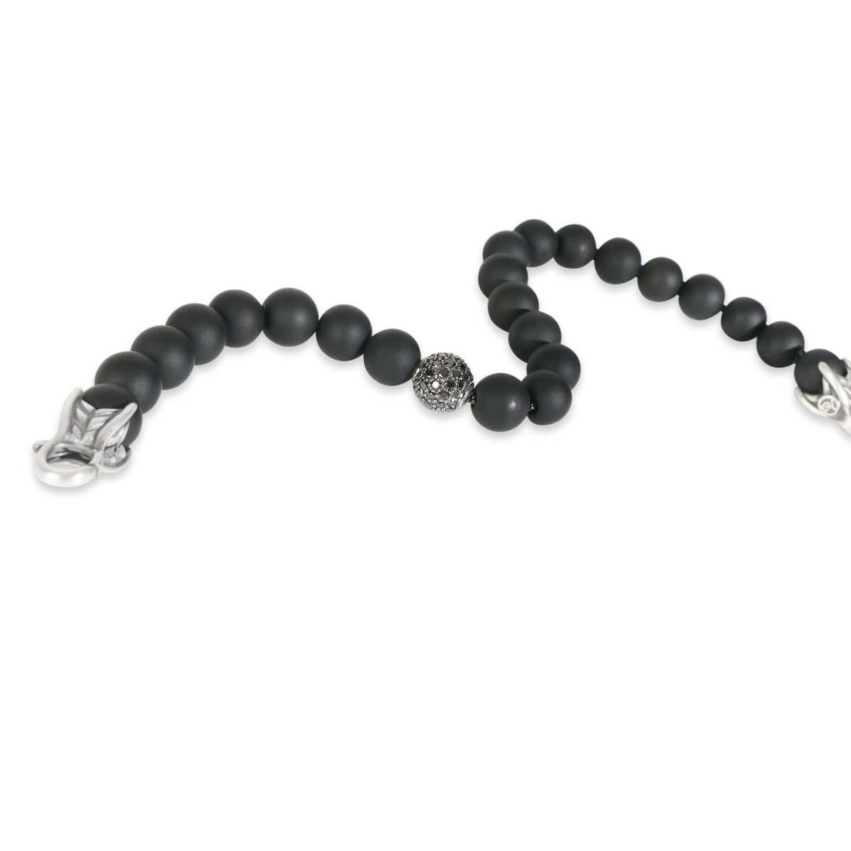 David Yurman Sterling Silver Diamond Spiritual Bead Bracelet bv