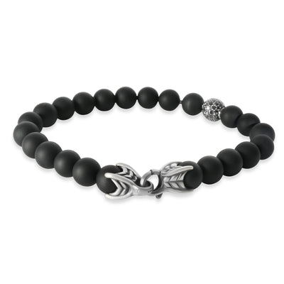 David Yurman Sterling Silver Diamond Spiritual Bead Bracelet fv