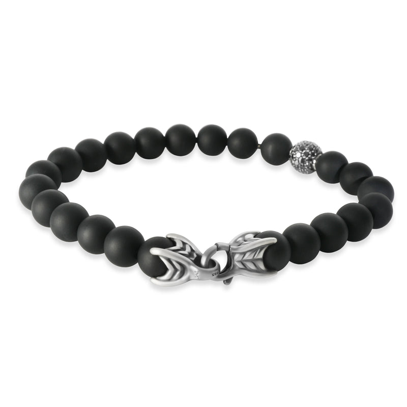 David Yurman Sterling Silver Diamond Spiritual Bead Bracelet fv