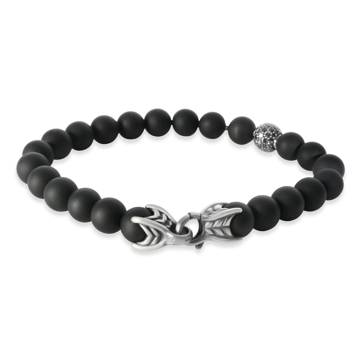 David Yurman Sterling Silver Diamond Spiritual Bead Bracelet fv