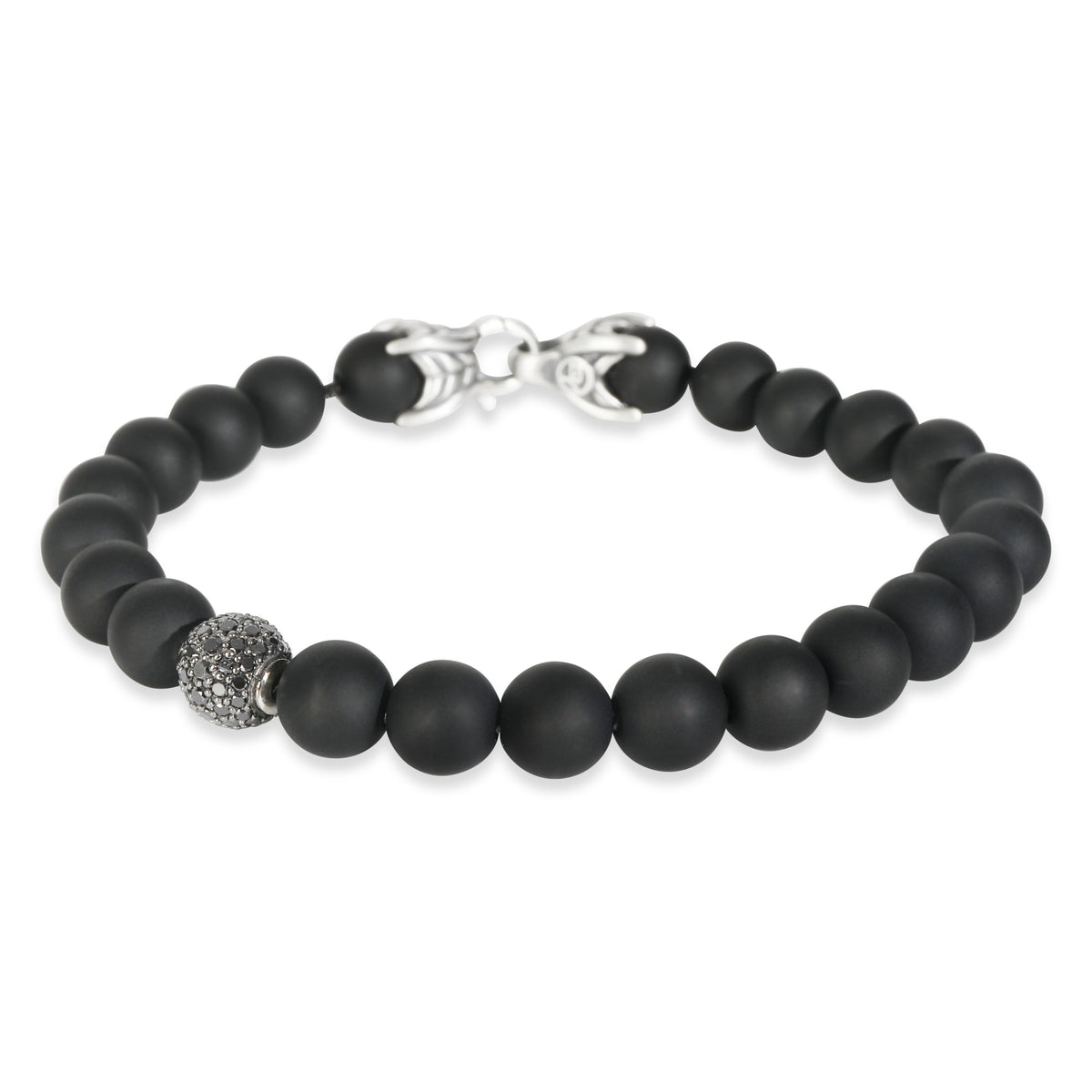 David Yurman Sterling Silver Diamond Spiritual Bead Bracelet pv