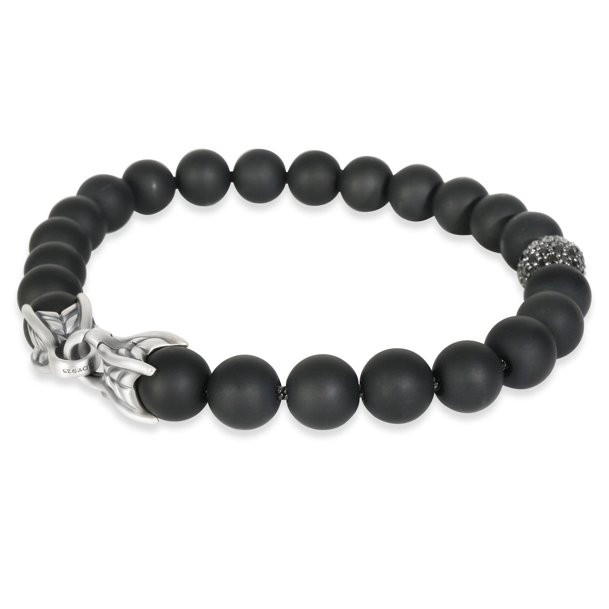 David Yurman Sterling Silver Diamond Spiritual Bead Bracelet sv