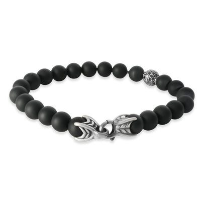 Sterling Silver Diamond Spiritual Bead Bracelet