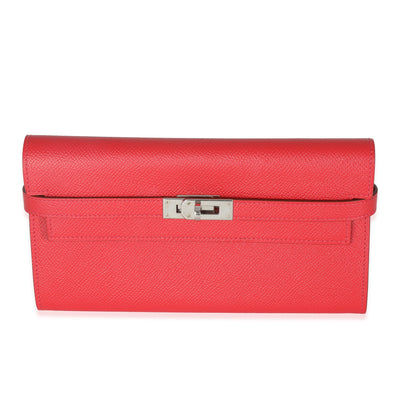 Vermillion Epsom Kelly Long Wallet PHW
