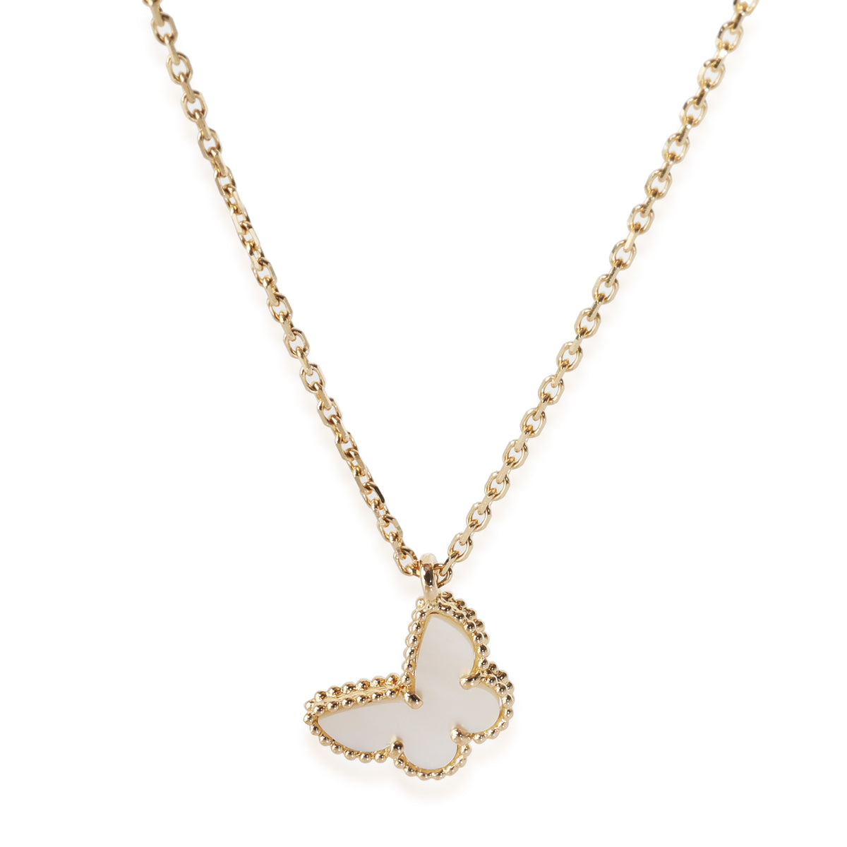 Yellow Gold Mother Of Pearl Sweet Butterflies Pendant