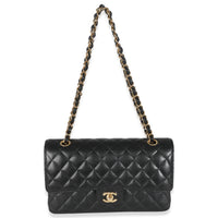 Black Quilted Caviar Medium Classic Double Flap Handbag