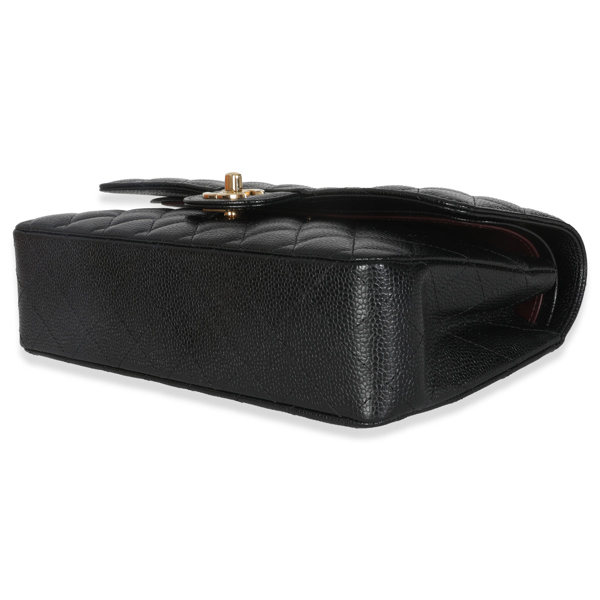 Black Quilted Caviar Medium Classic Double Flap Handbag