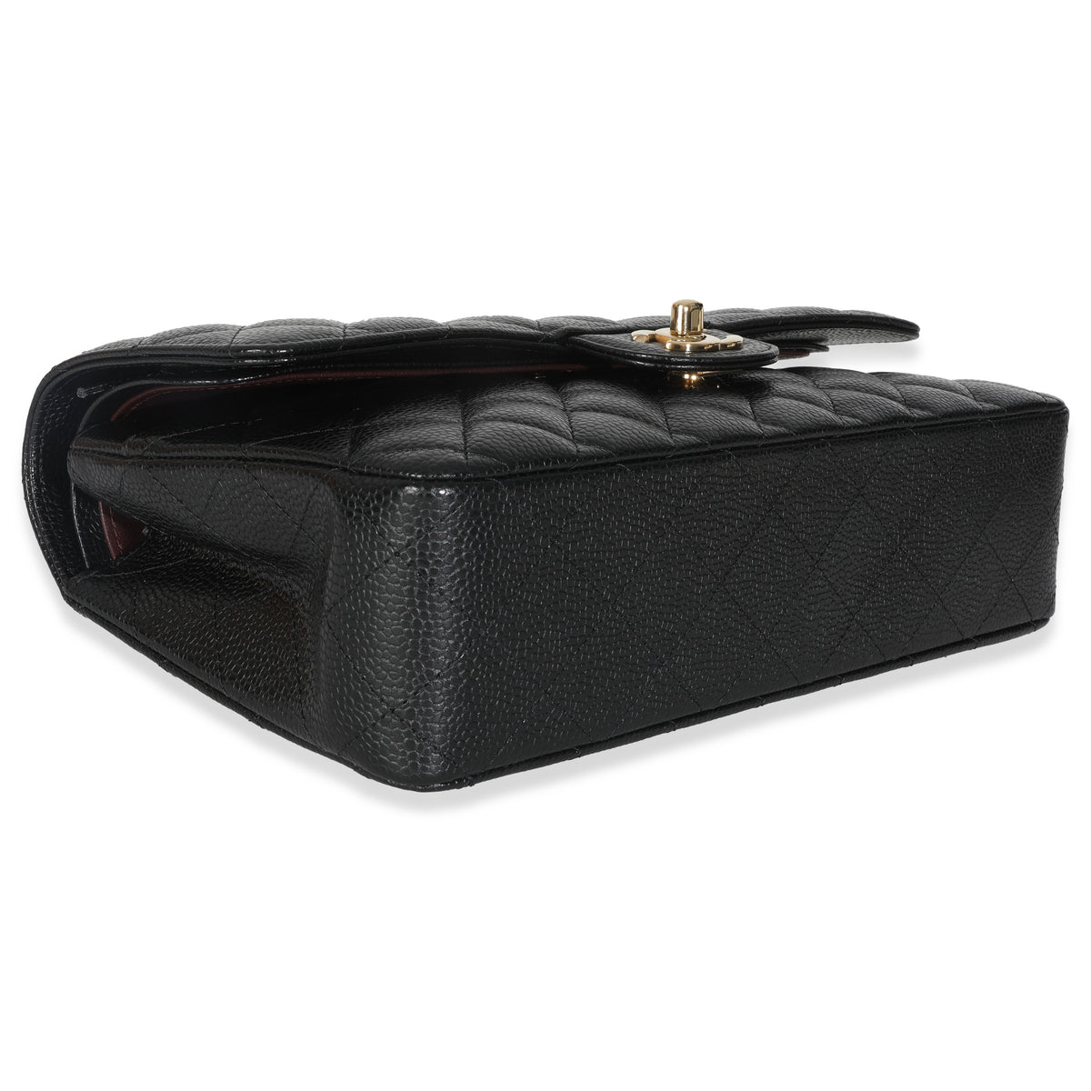 Black Quilted Caviar Medium Classic Double Flap Handbag