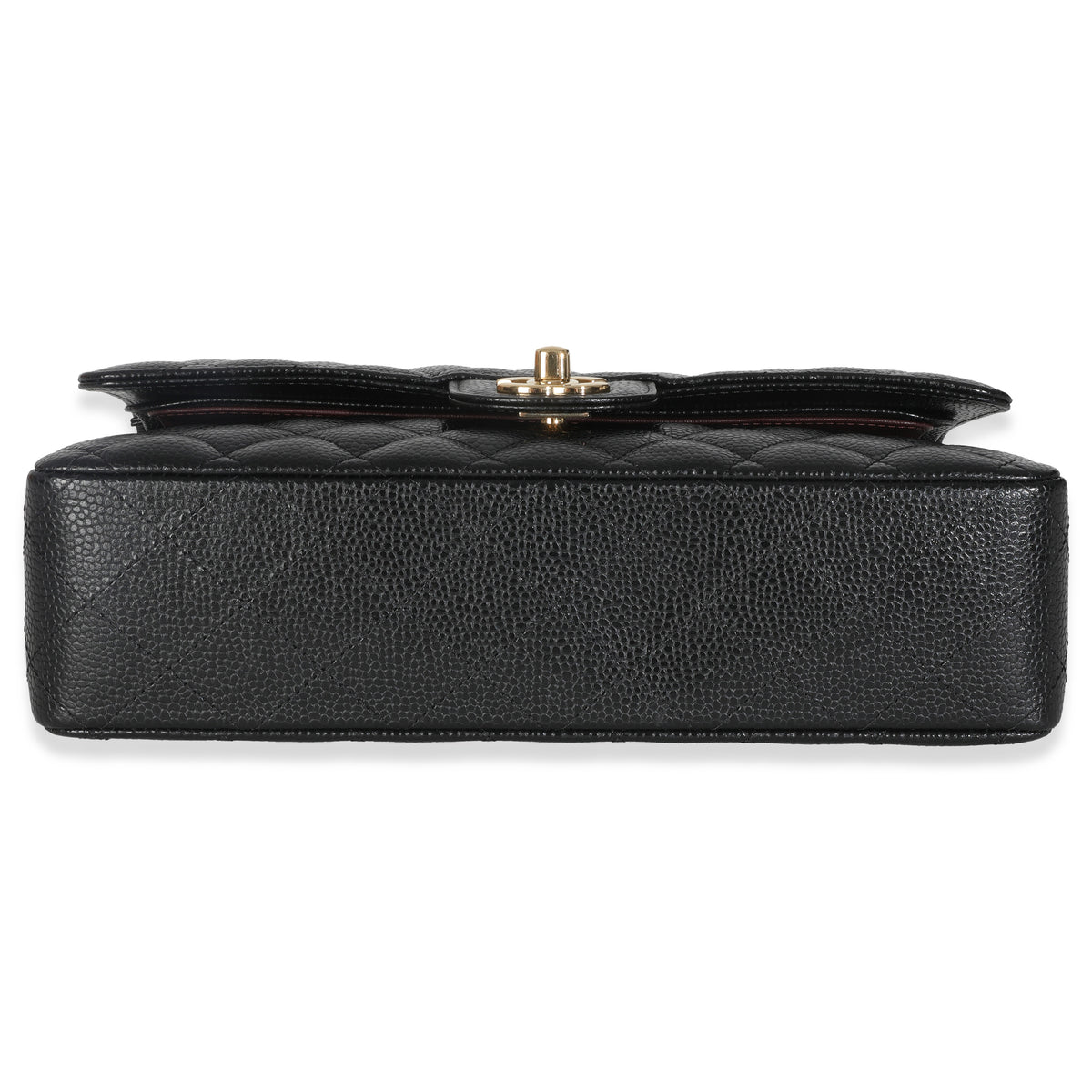 Black Quilted Caviar Medium Classic Double Flap Handbag