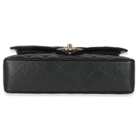 Black Quilted Caviar Medium Classic Double Flap Handbag