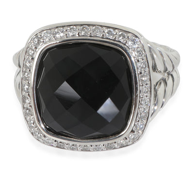 Sterling Silver Onyx and Diamond Albion Ring