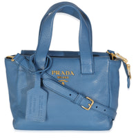 Blue Vitello Daino Top Handle Tote