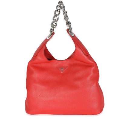 Red Vitello Daino Chain Hobo