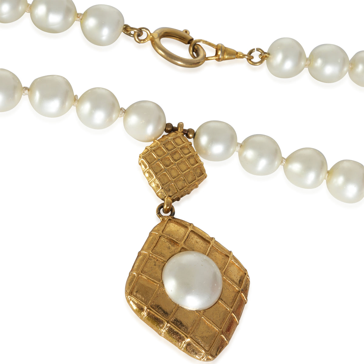 Gold-Plated  Vintage Faux Pearl Necklace