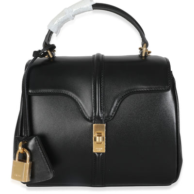 Black Satinated Calfskin Mini 16 Top Handle Bag