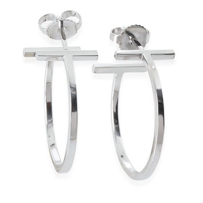 White Gold  Medium Model Tiffany T Hoop Earrings