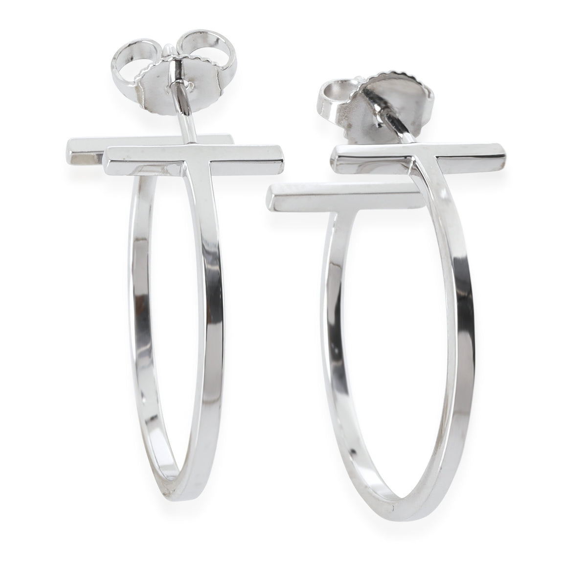 White Gold  Medium Model Tiffany T Hoop Earrings