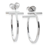 White Gold  Medium Model Tiffany T Hoop Earrings