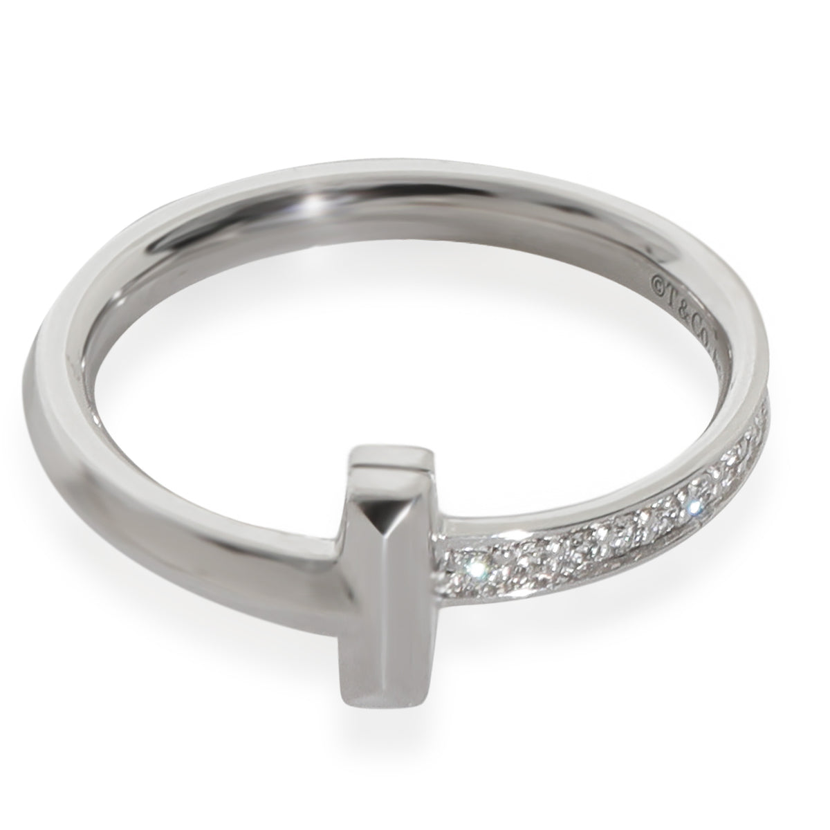 White Gold Diamond Tiffany T T1 Ring