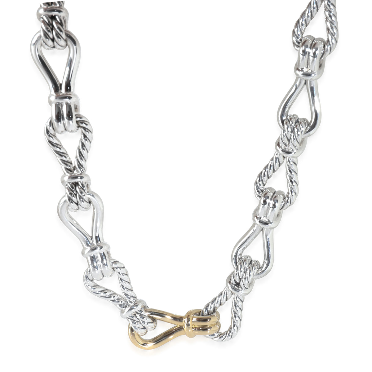 Yellow Gold & Sterling Silver  Thoroughbred Loop Linked Chain Neckl