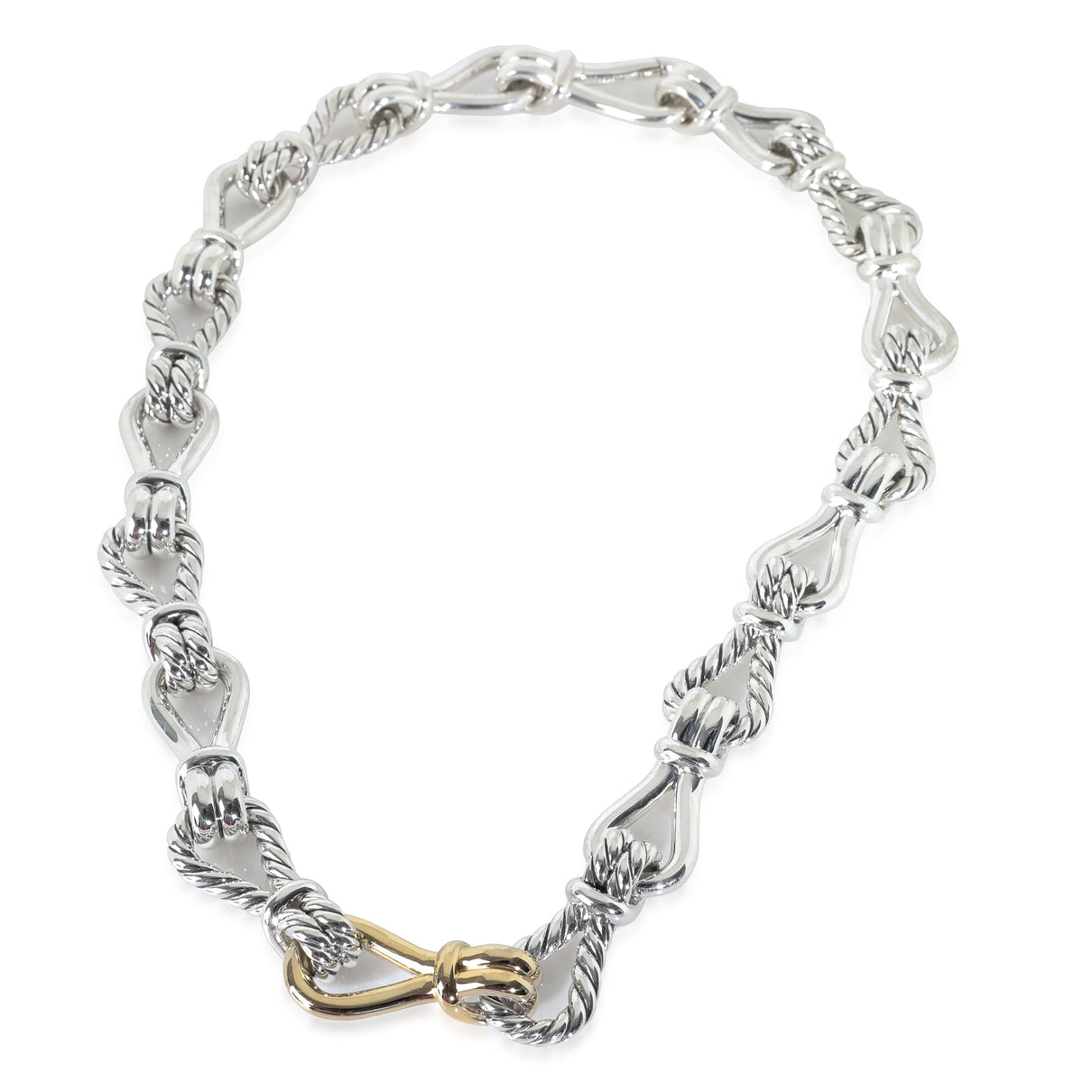 Yellow Gold & Sterling Silver  Thoroughbred Loop Linked Chain Neckl