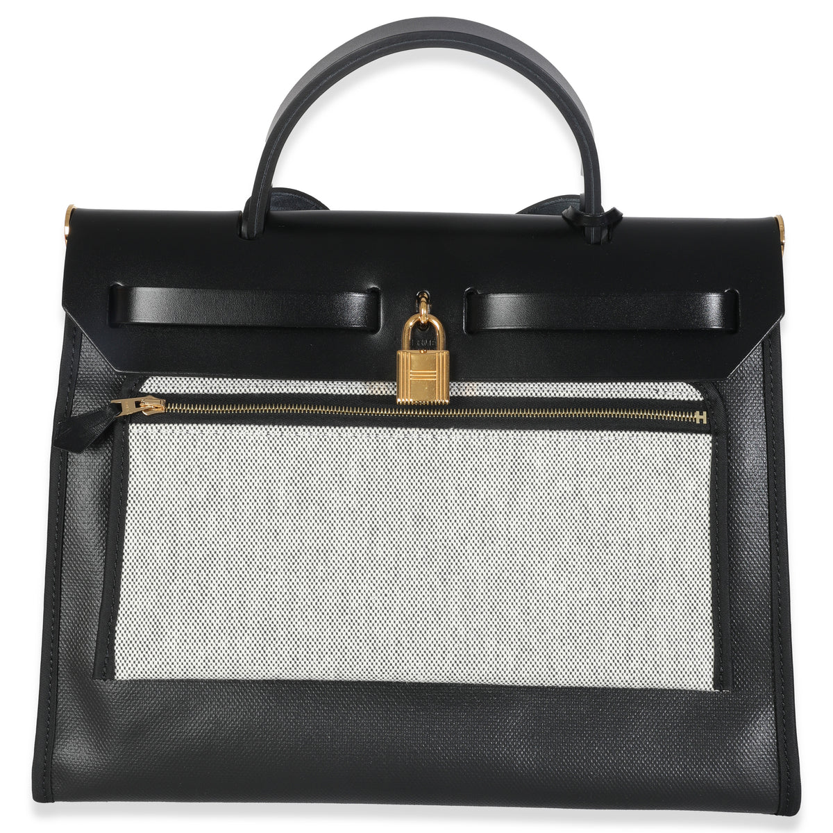 Black Ecru Toile H Berline Vache Hunter Herbag Zip PM 31 GHW